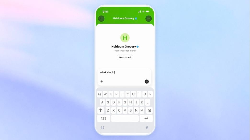 OpenAI demonstration of a separate chat with the Heirloom Grocery brand.