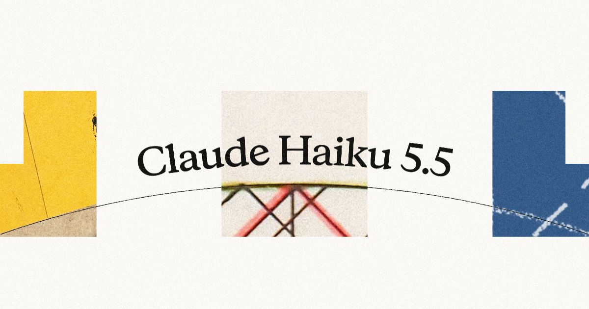 Claude Haiku 5.5 launch artwork with yellow, cream and blue panels.