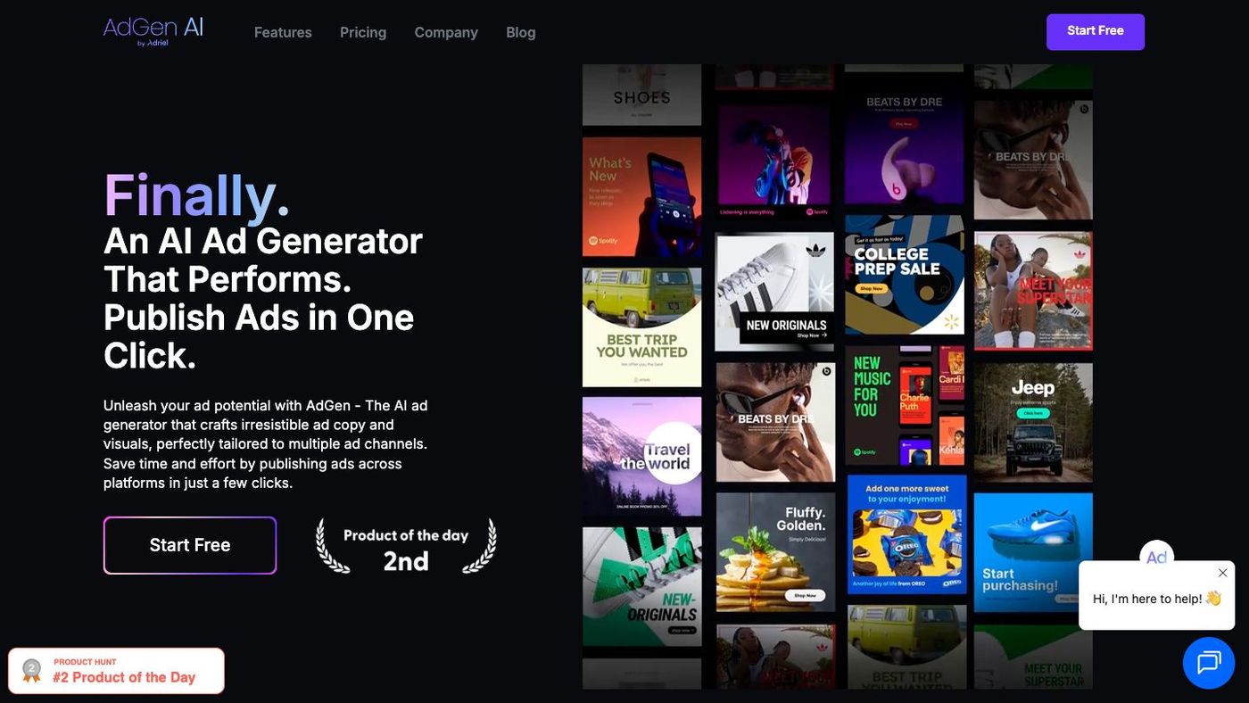 AdGen AI interface for generating advertising creative variations.