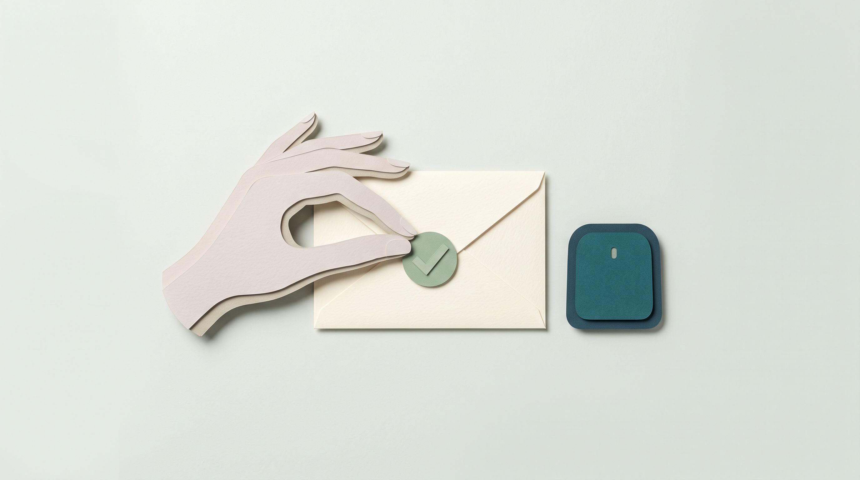 Illustration: a human approves an email prepared with help from an AI assistant.