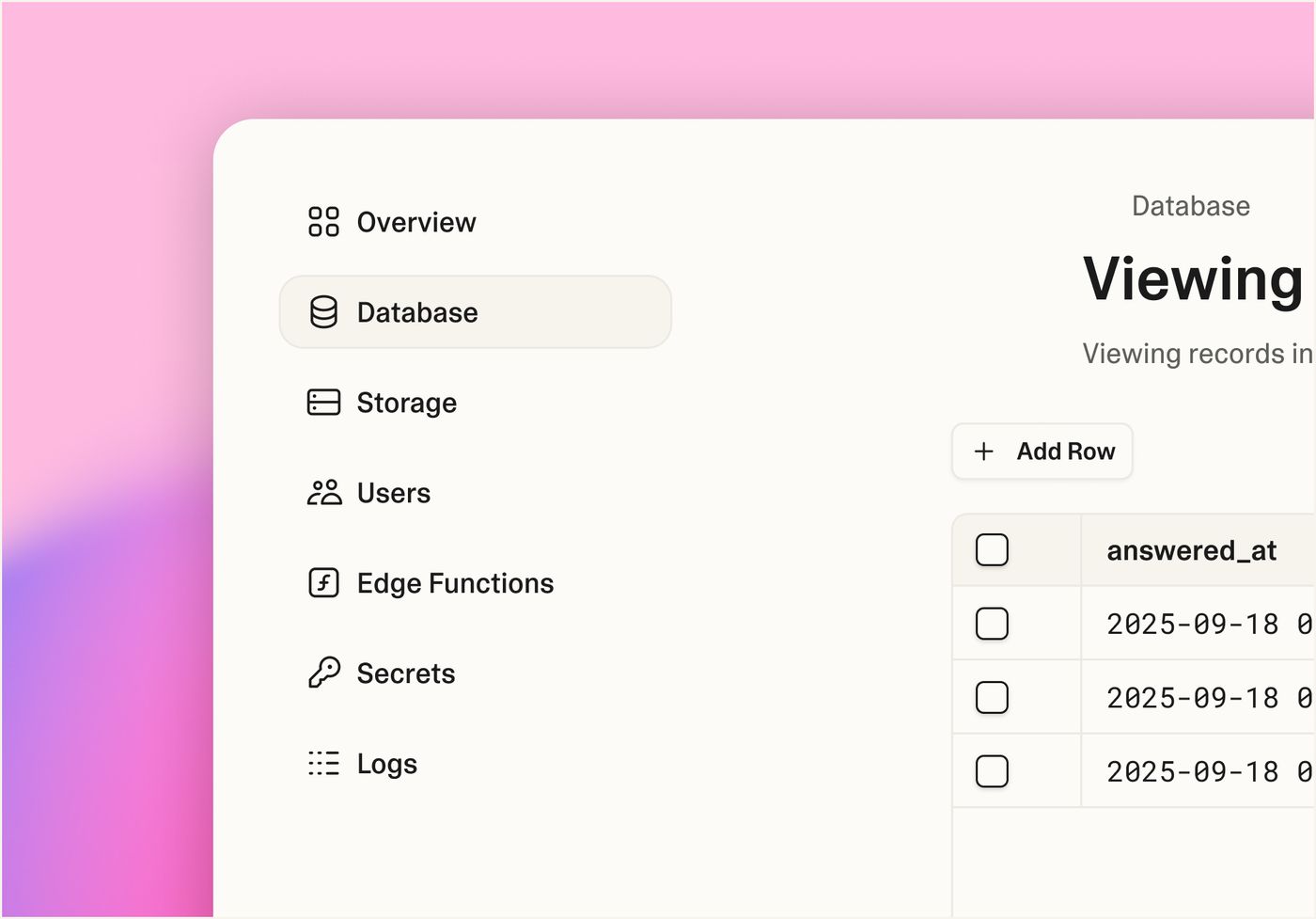 Lovable interface showing app infrastructure and backend setup options.