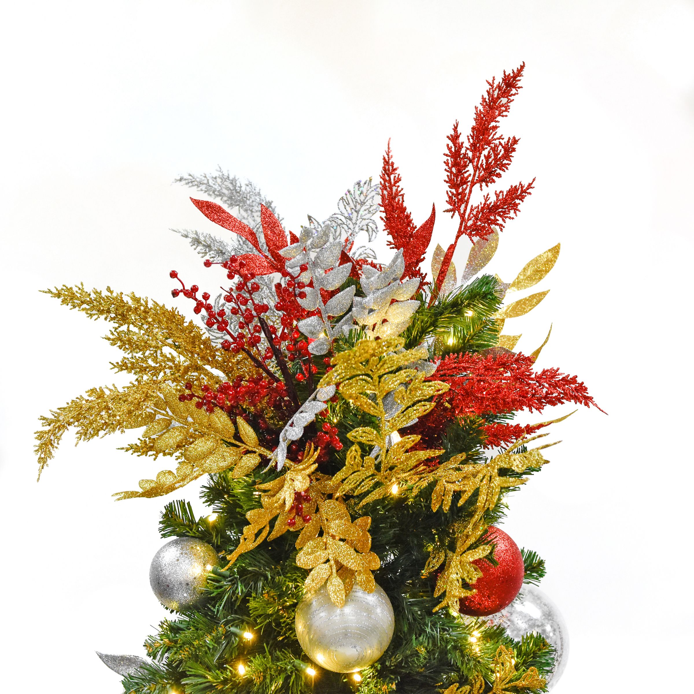 Gold, Green, & Red Christmas Tree Topper - Mistletoe Magic