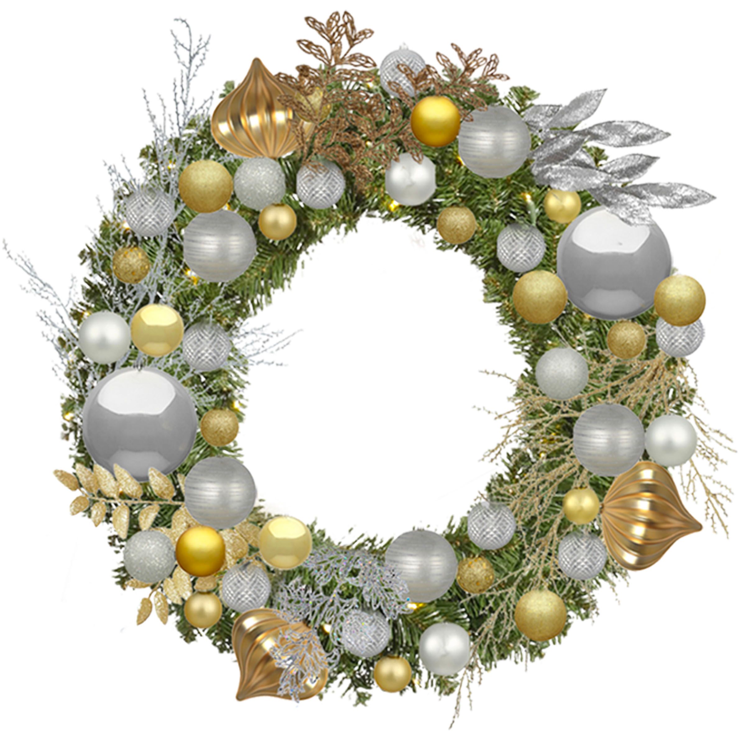 Gold & silver pre-decorated Christmas wreath