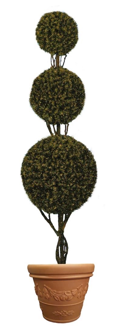 Triple Ball Christmas topiary in ceramic pot