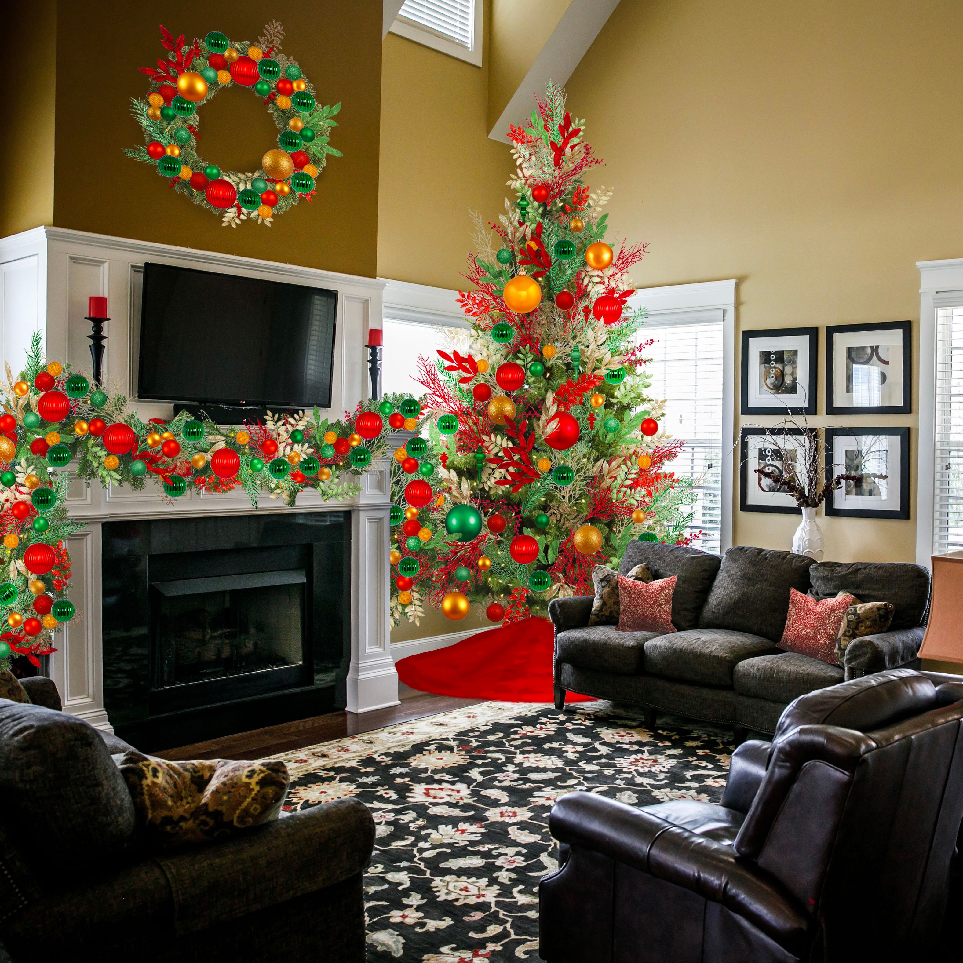 Decorated Christmas tree in living room
