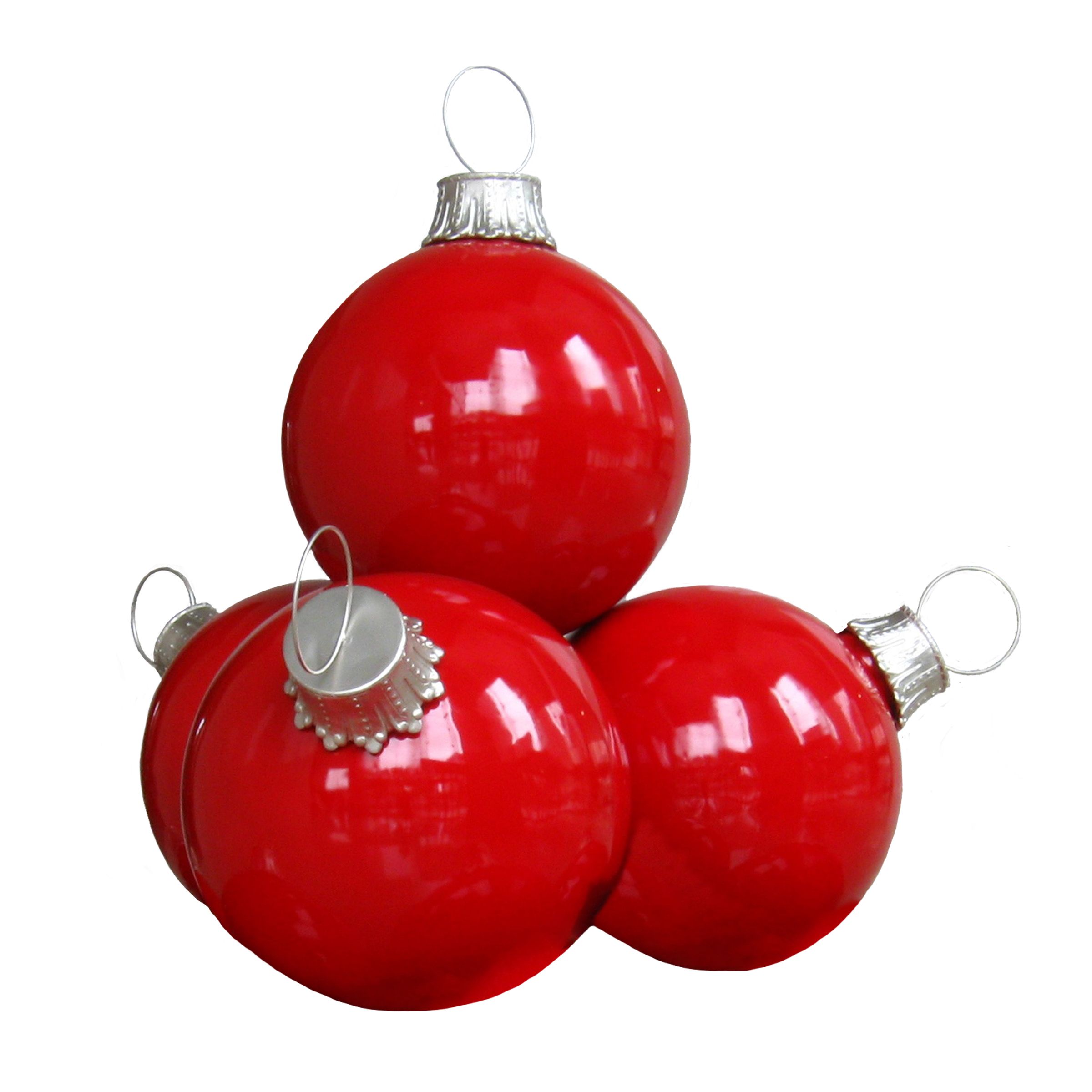 Oversized fiberglass ornaments in red