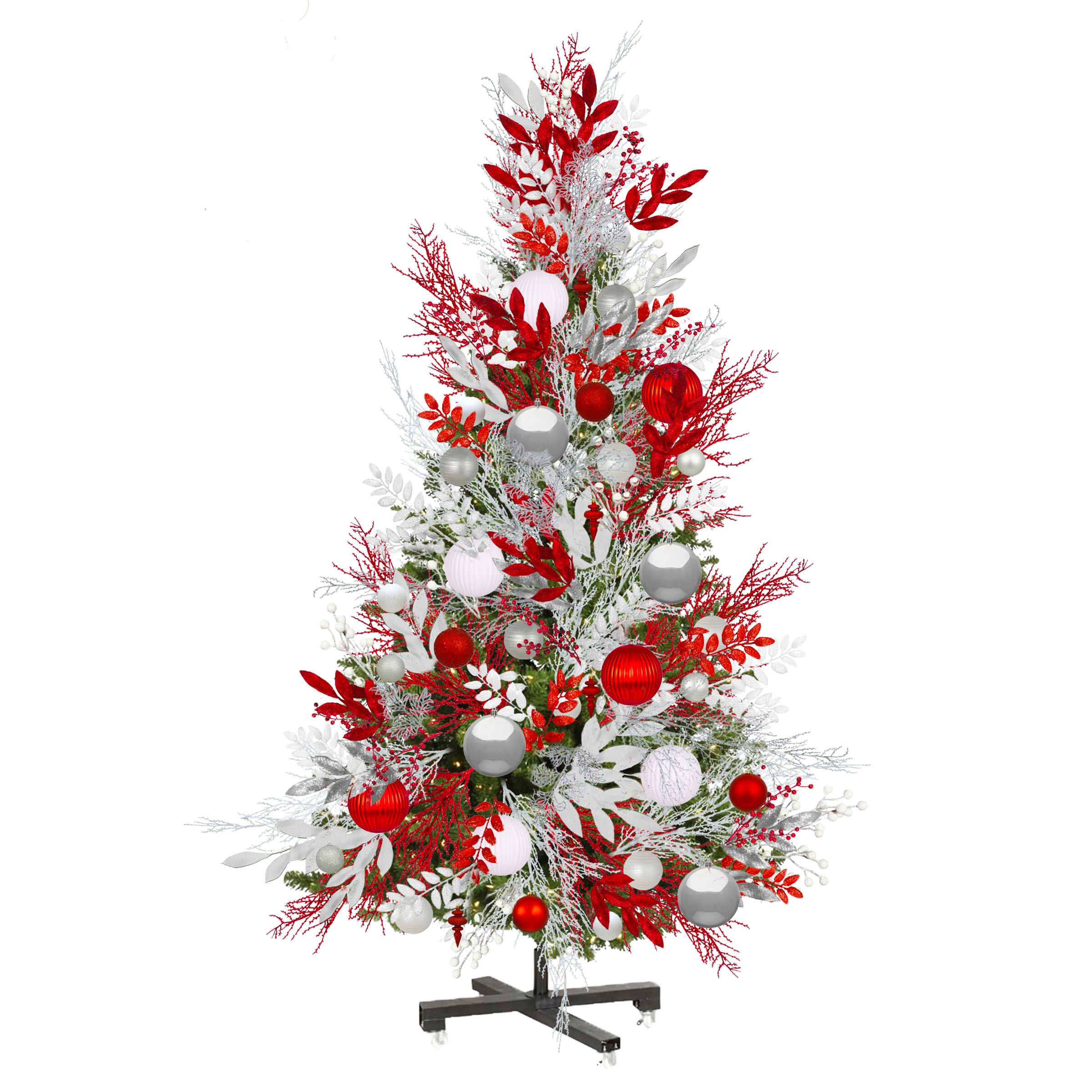 Peppermint Perfection - Red, silver, & white Christmas tree