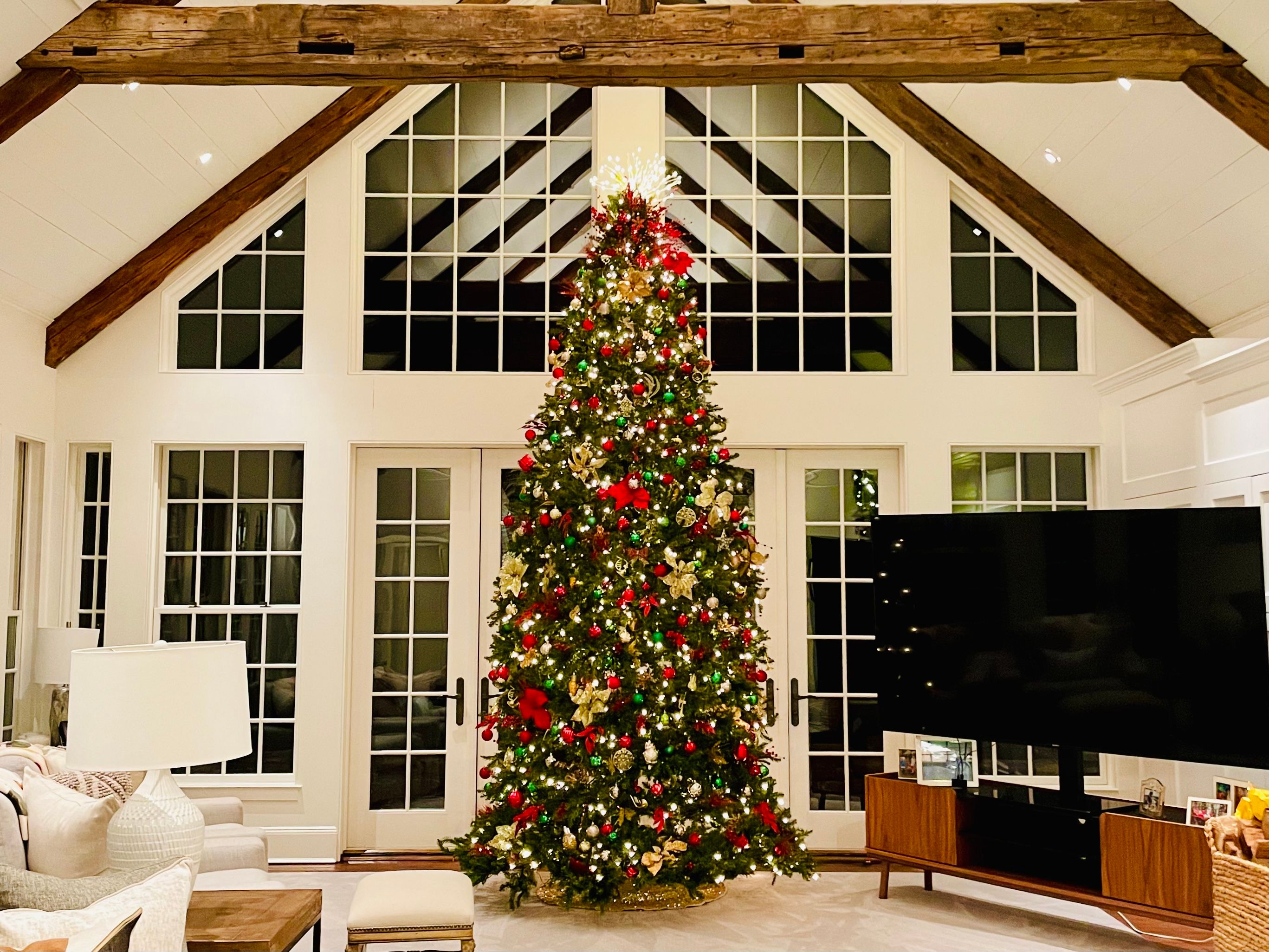 Decorated Christmas tree, living room