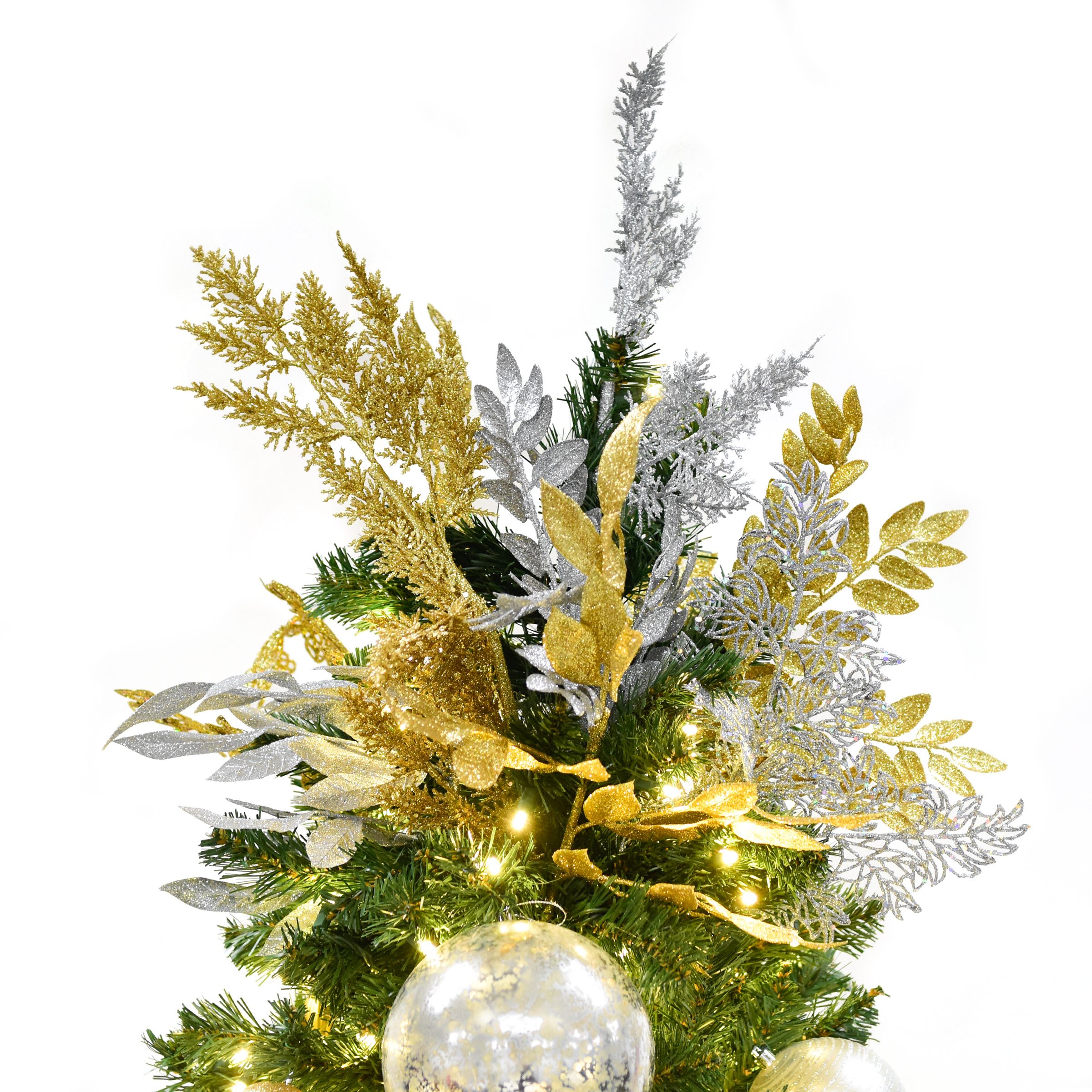 Gold & Silver Tree Topper - Tinsel Treasures Pre-Decorated Christmas Tree