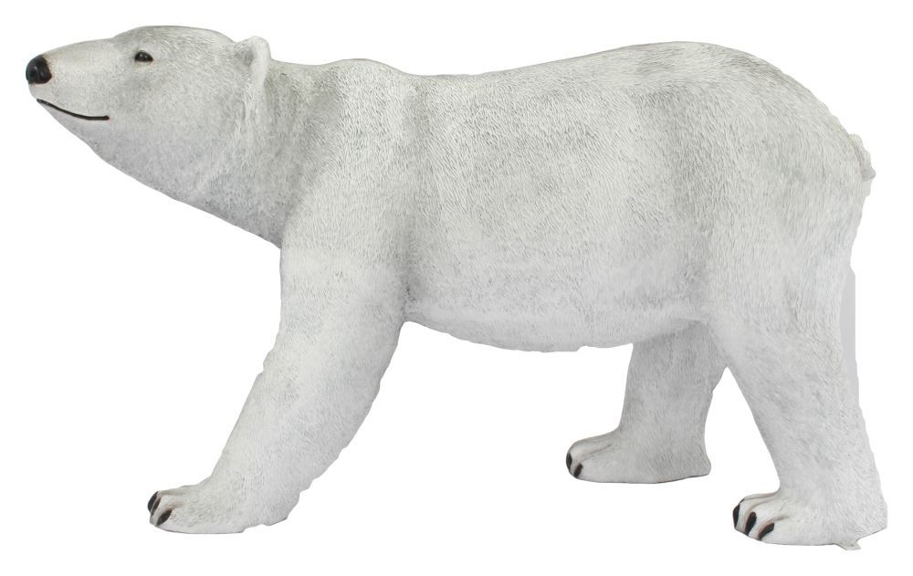 Life-Size Resin Polar Bear Figure, Walking, Side View