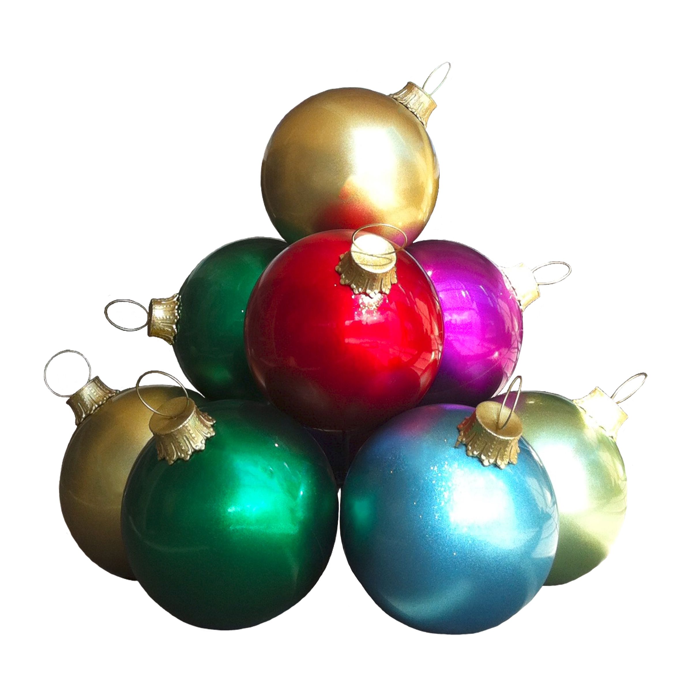 Oversized multi-color ornament stack, set of 10