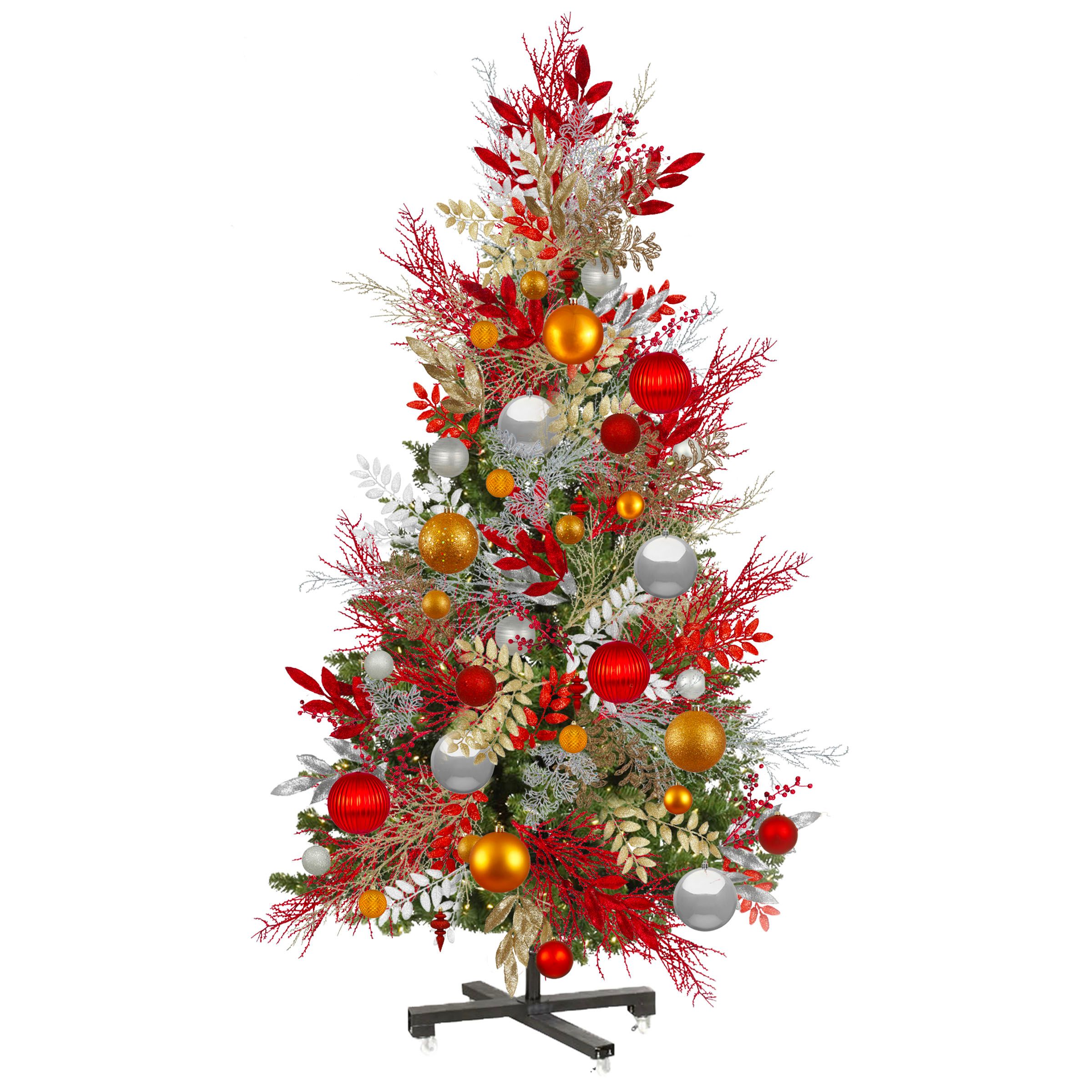 Festive Favorites - A Gold, Red, & Silver Christmas Tree