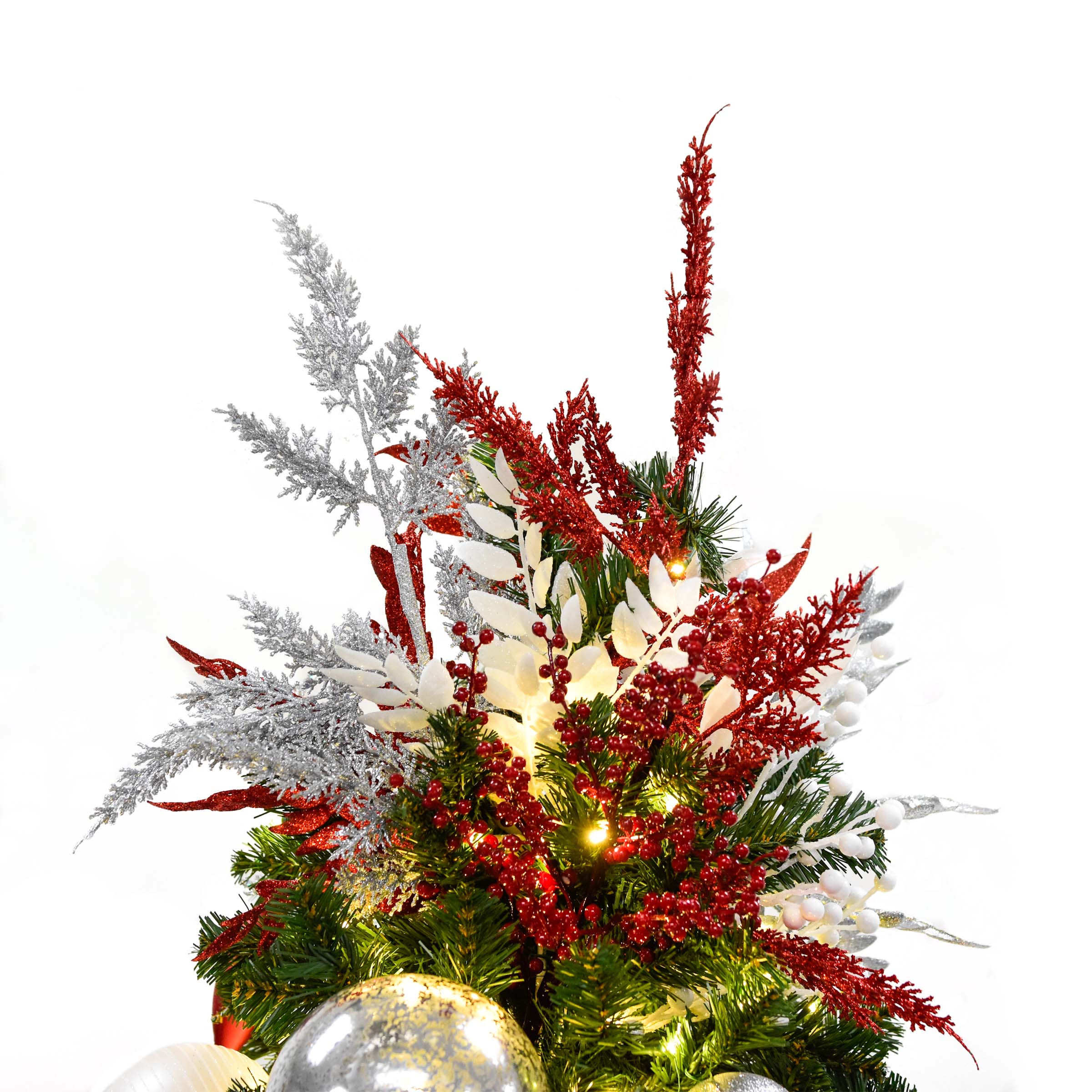 Red, Silver, & White Christmas Tree Topper