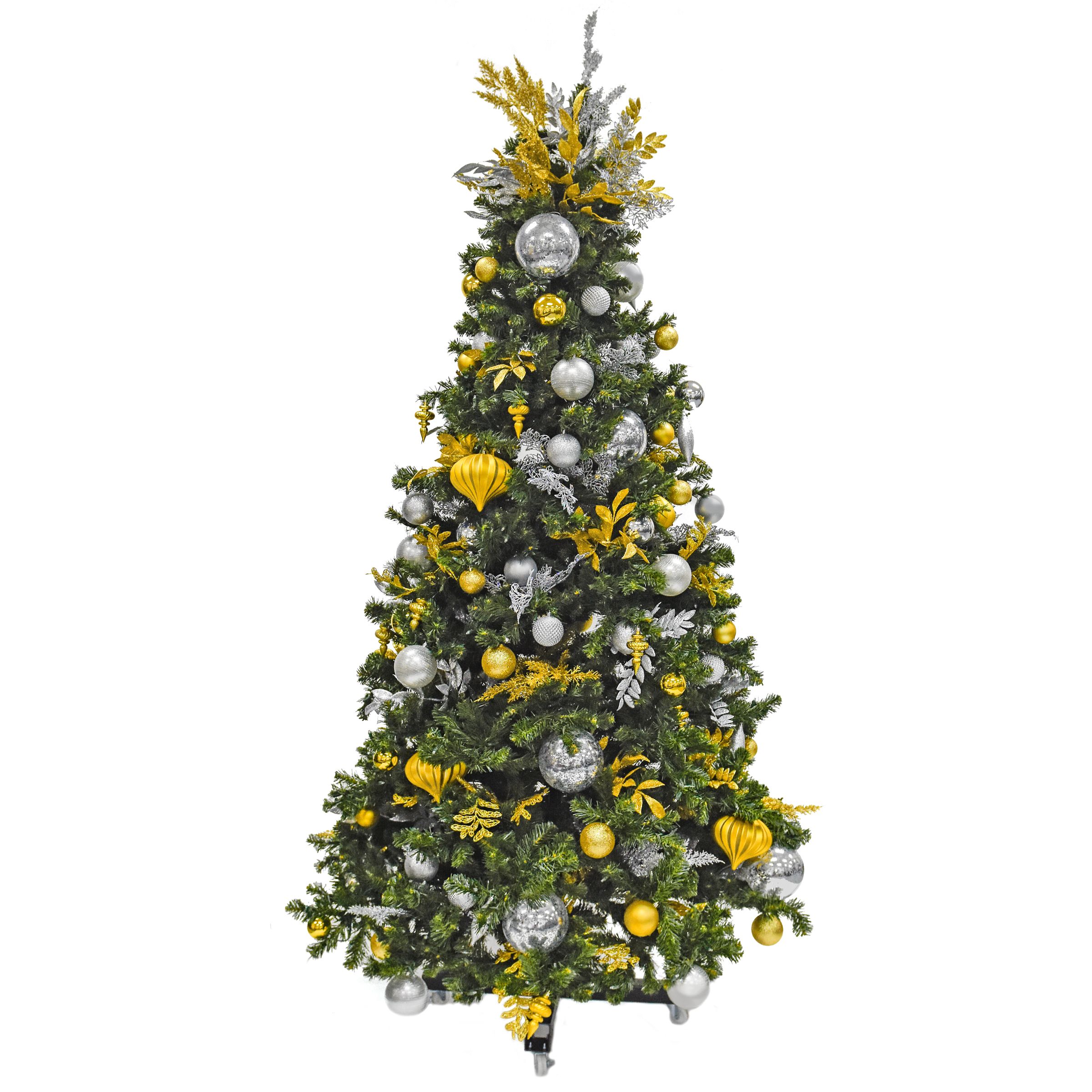 Tinsel Treasures - A gold and silver Christmas tree, lights off