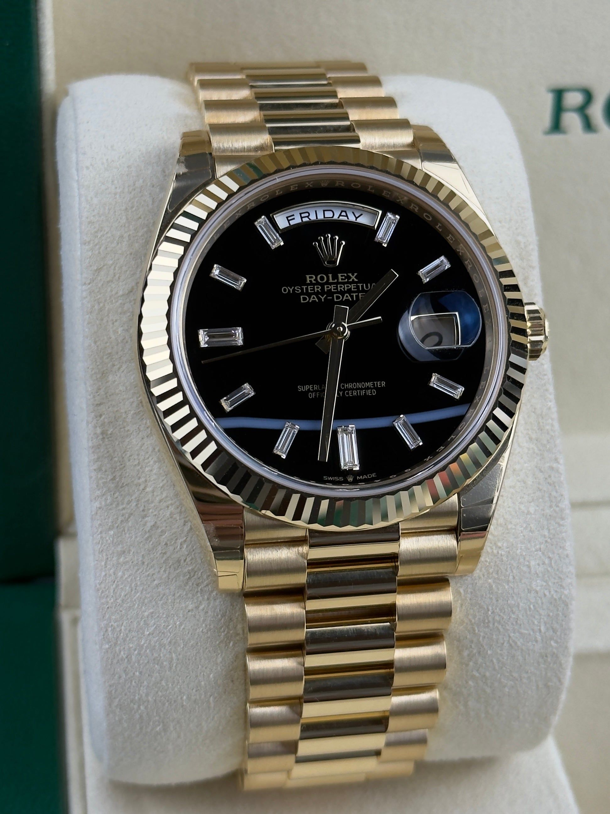 Rolex Day-Date black onyx baguette - 40mm - Ref; 228238-0059 thumbnail 3