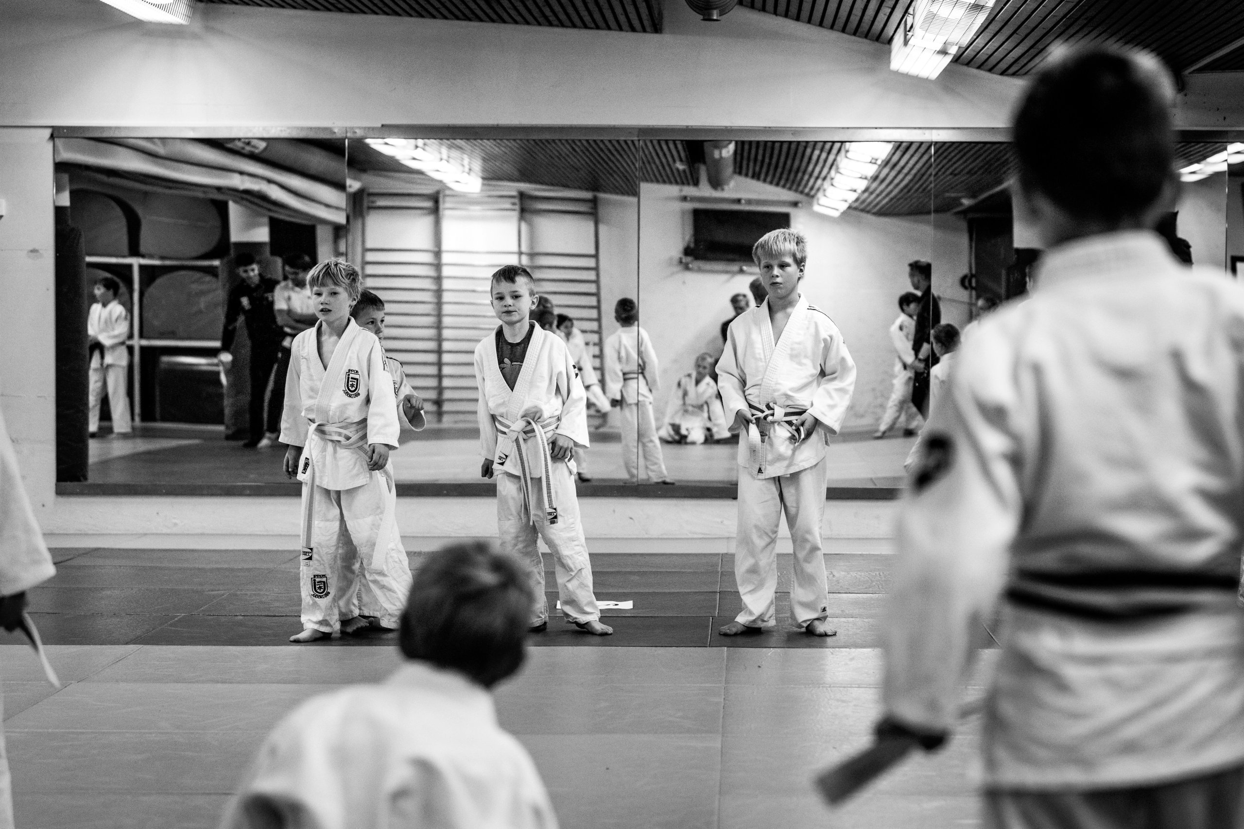 Kids at martial arts practice