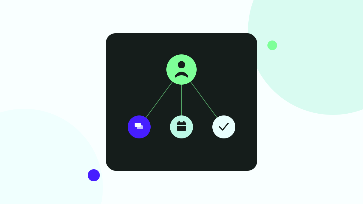 Illustration of a digital member profile showing membership status, payments, and attendance tracked in one place