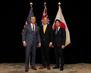 US Secretary of Defense Pete Hegseth, Australian Deputy Prime Minister and Minister for Defence Richard Marles, and Japanese Minister of Defense Shinjiro Koizumi in Singapore, 30 May 2026.