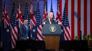US Vice President Joe Biden delivering a speech to the United States Studies Centre and the Lowy Institute in Sydney on 20 July 2016