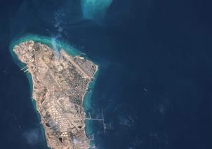 3 OCTOBER 2024: Satellite view of Kharg Island, located in the Persian Gulf off the coast of Iran.