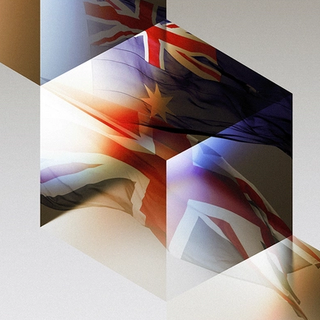 UK and Australian Flags embedded into an abstract cube stack.