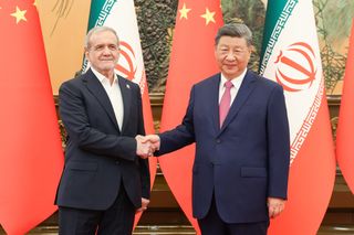 Chinese President Xi Jinping meets with Iranian President Masoud Pezeshkian at the Great Hall of the People in Beijing, capital of China, 2 September 2025.