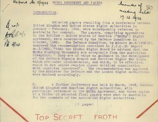 Documents noting Australia’s addition to the UKUSA Agreement