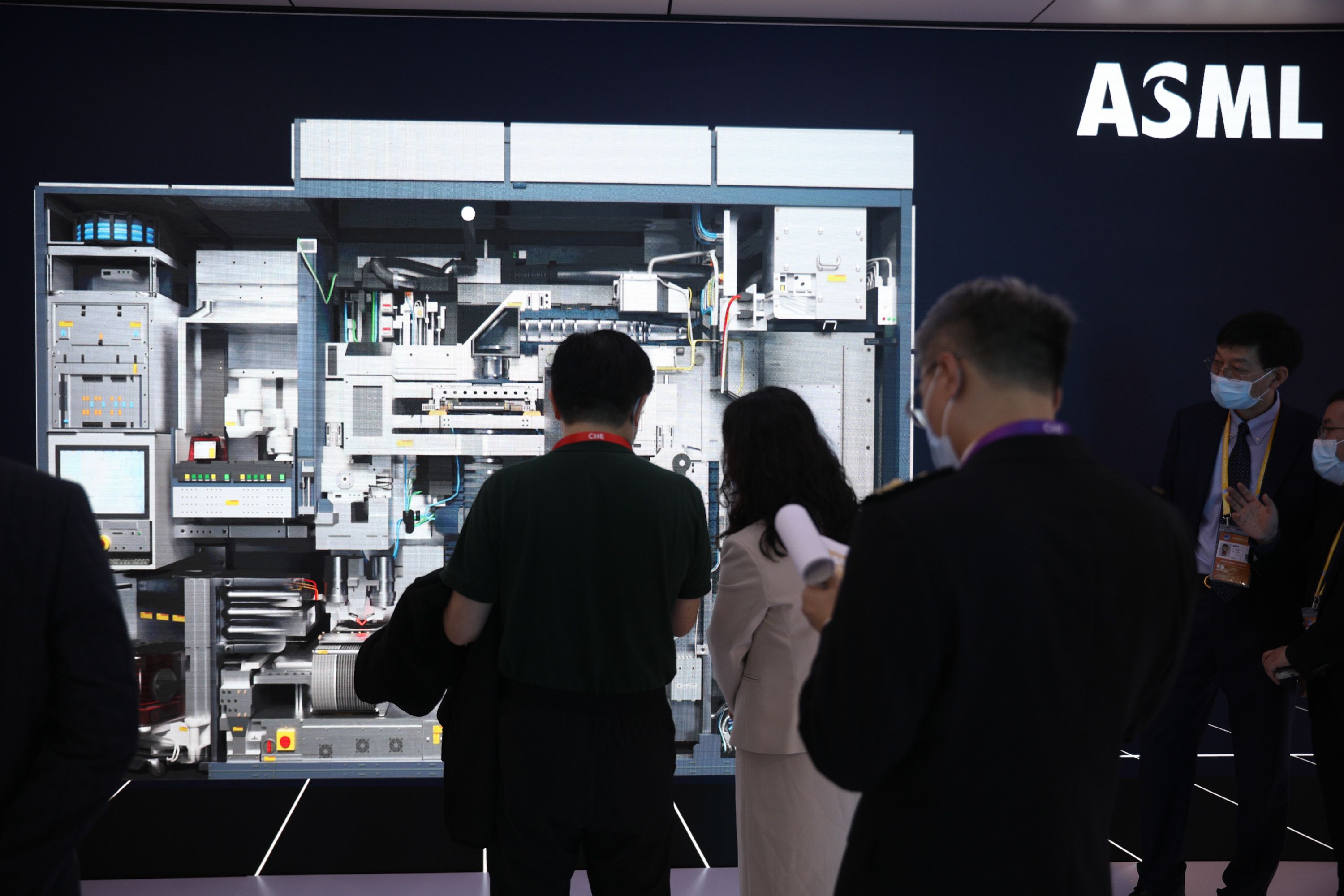 ASML’s EUV lithography machine on display during the 4th China International Import Expo in Shanghai in November 2021. 