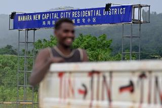 Signage for a foreign investor’s residential project in Honiara in the Solomon Islands, April 2024.