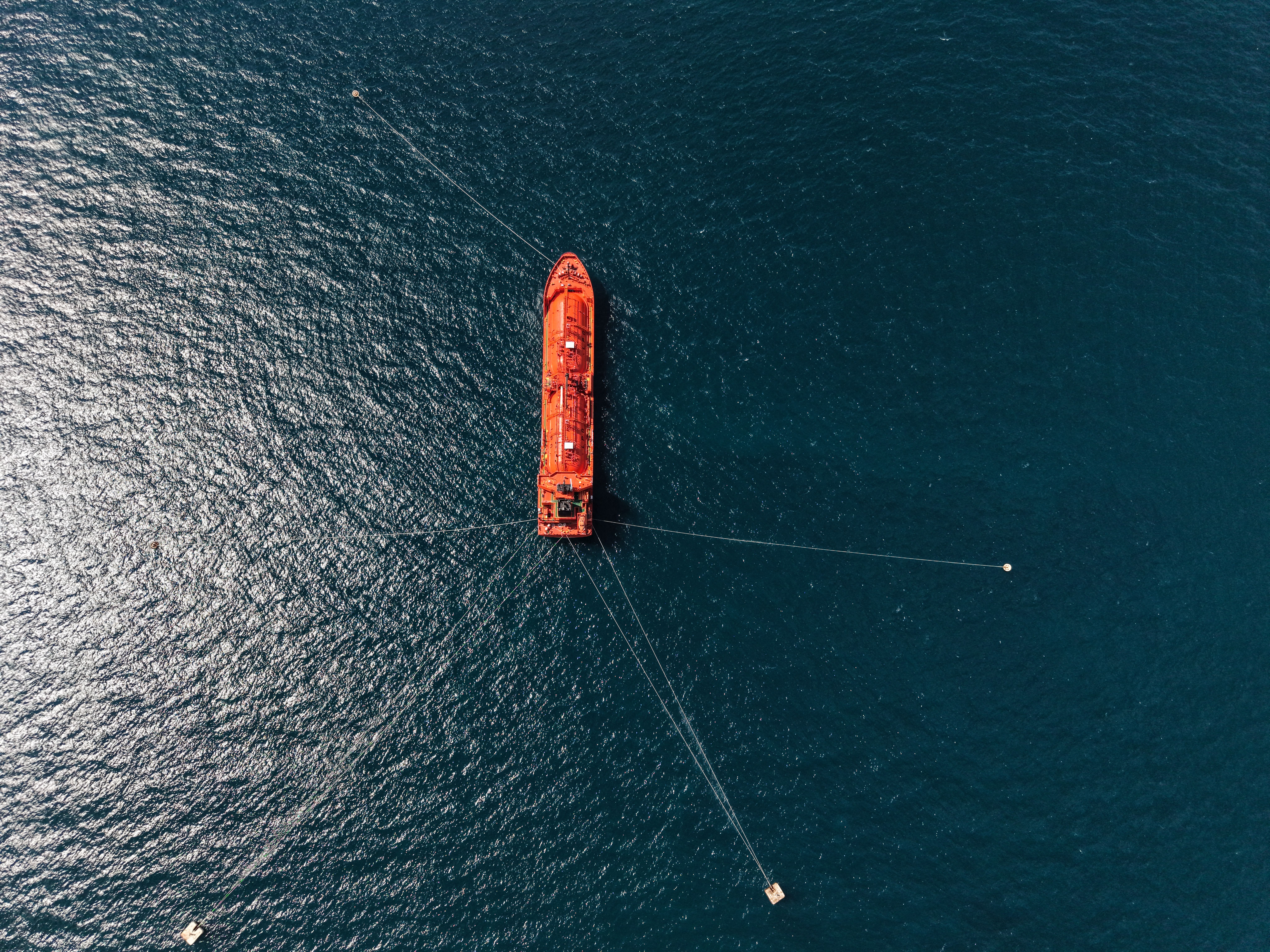 A tanker vessel is pictured at the Baniyas oil terminal off the coast of Syria's Tartus province. The fuel is being transported to Iraq via Syria for the first time amid disruptions to shipping through the Strait of Hormuz. Photo: Moawia Atrash/dpa (Photo by Moawia Atrash/picture alliance via Getty Images)