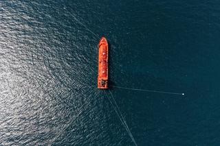 A tanker vessel is pictured at the Baniyas oil terminal off the coast of Syria's Tartus province. The fuel is being transported to Iraq via Syria for the first time amid disruptions to shipping through the Strait of Hormuz. Photo: Moawia Atrash/dpa (Photo by Moawia Atrash/picture alliance via Getty Images)