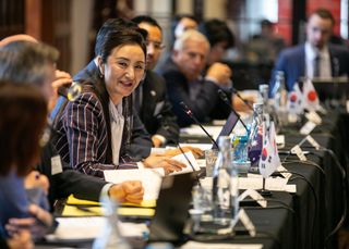 People talking at a track 1.5 dialogue on Australia-Korea-Japan relations