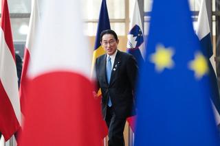 Japan’s Prime Minister Fumio Kishida arrives for an extraordinary NATO summit at NATO Headquarters in Brussels, March 2022.