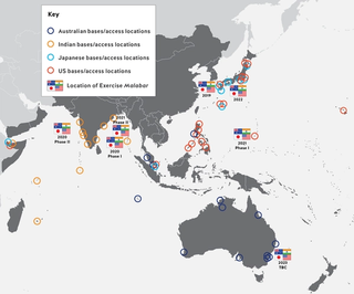 Figure 1. Quad maritime access locations in the Indo-Pacific and Exercise Malabar locations
