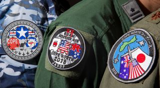 Uniform patches from participant nations on Exercise Cope North 2018, Andersen Air Force Base, Guam