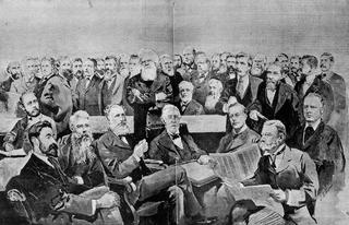The Federation Convention in 1891, featuring Sir Henry Parkes with arms crossed (middle)