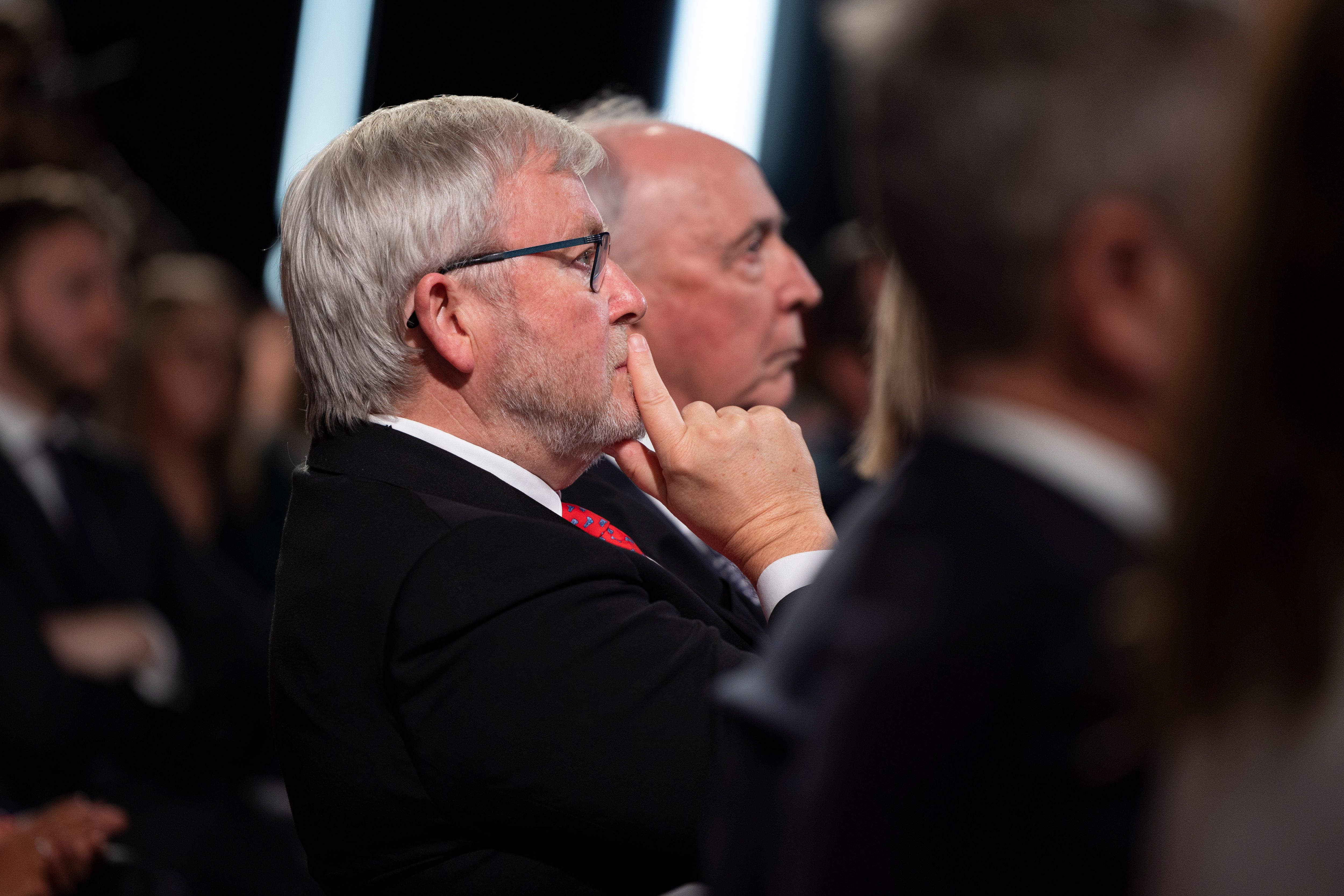 Kevin Rudd and Paul Keating watching on at the Labor Party conference.