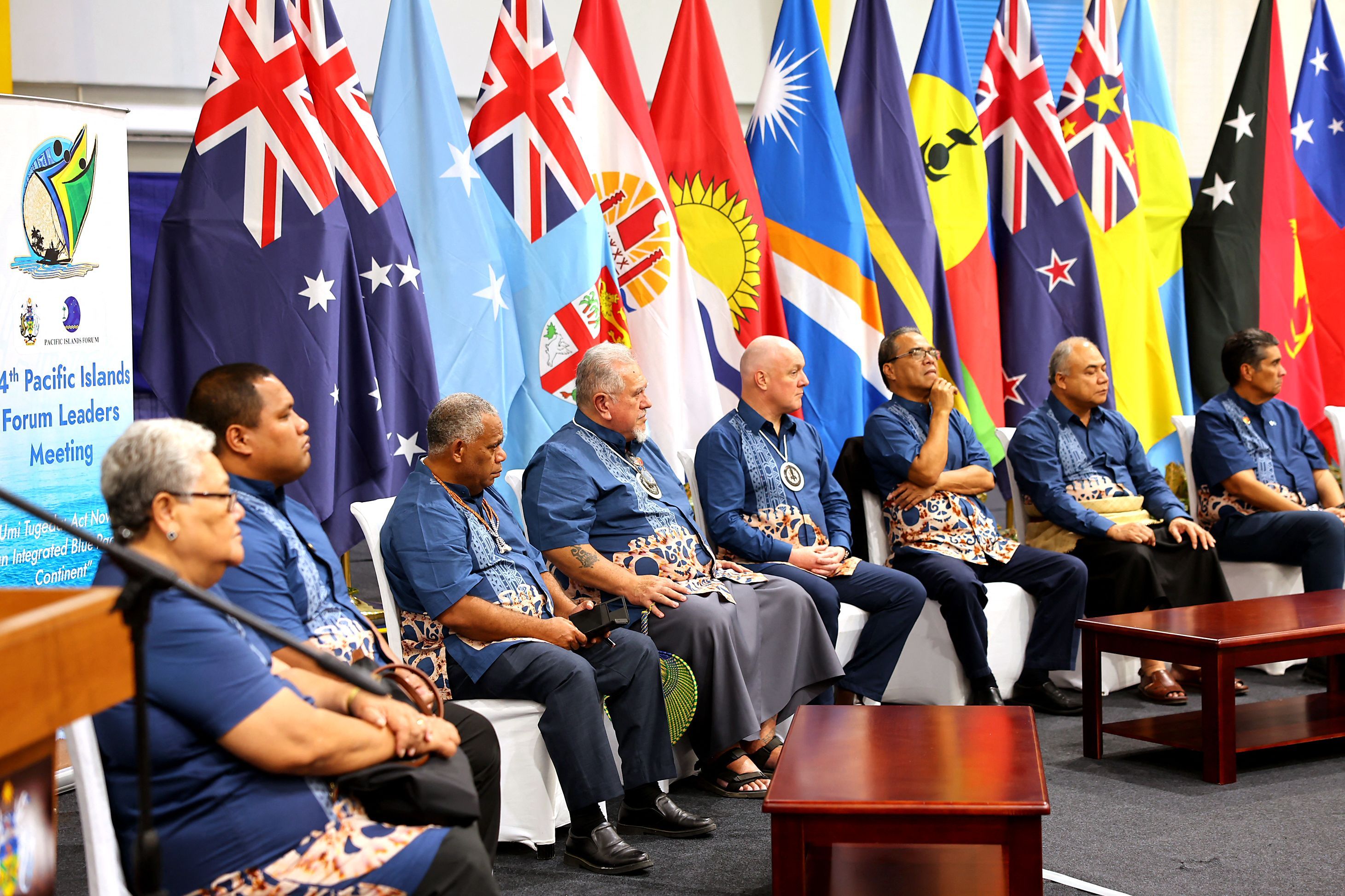 Leaders of Pacific Islands nations sitting together during the Pacific Islands Forum summit in Honiara, September 2025. 