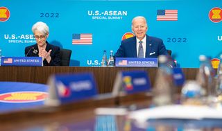 President Joe Biden and Deputy Secretary of State Wendy Sherman participate in the U.S.-ASEAN Special Summit at the Department of State in Washington, DC, May 2022 