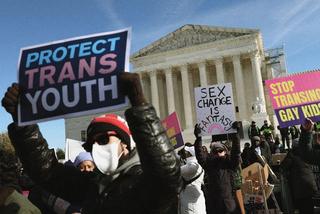 Protestors out the front of the Supreme Court.