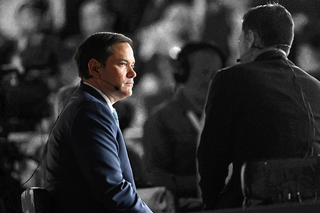 Marco Rubio being interviewd on stage.