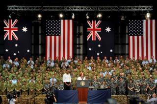 Prime Minister Gillard and President Obama meet US and Australian troops at the RAAF Base Darwin, 18 November 2011