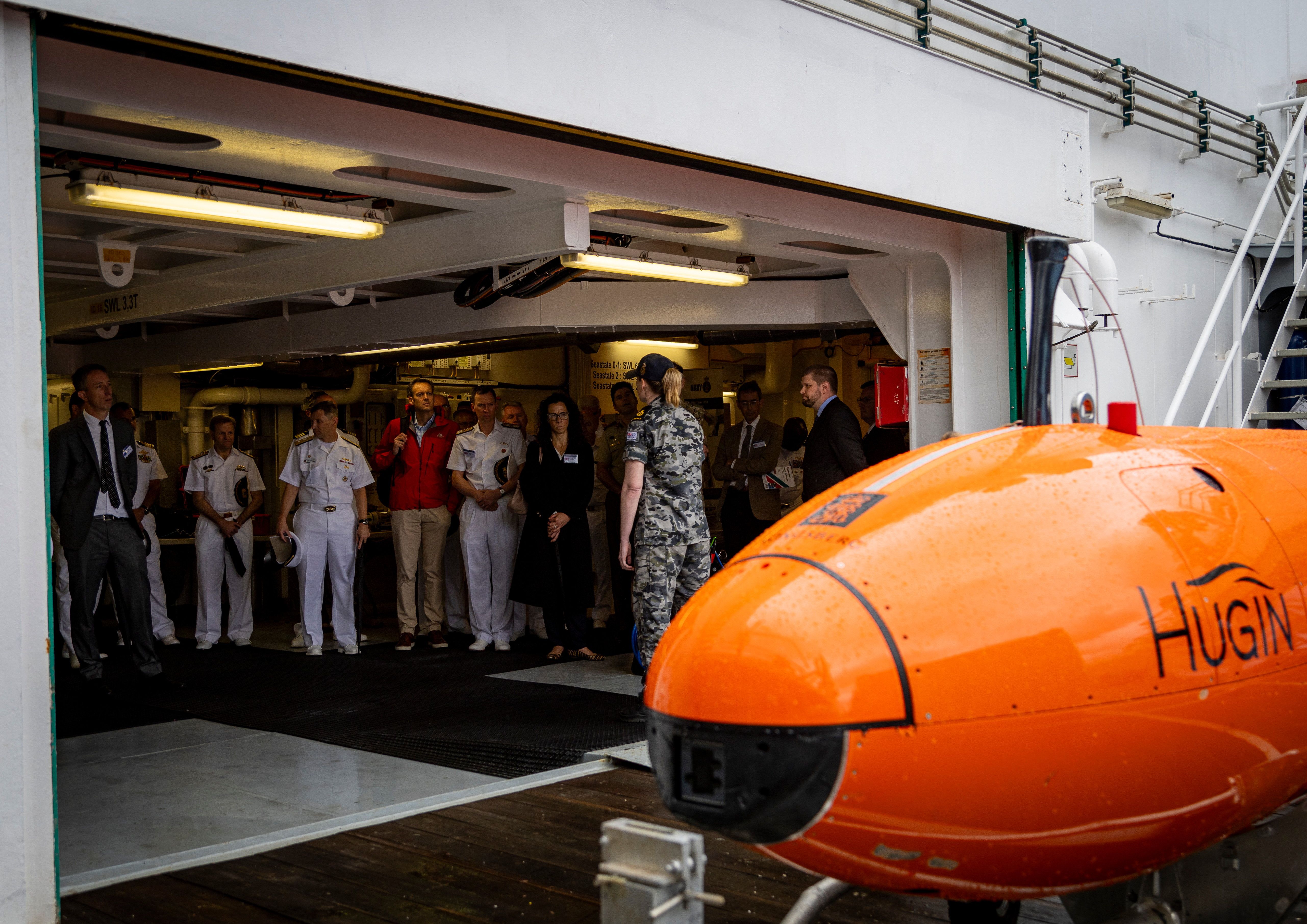 AUKUS partners are shown the capabilities used during the Integrated Battle Problem 23.3 exercise at Fleet Base East, NSW.
