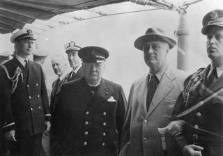  British Prime Minister Winston Churchill and US President Franklin D Roosevelt at the Atlantic Conference, 1941