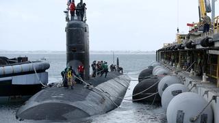 US Navy Virginia Class submarine USS Hawaii berths at Fleet Base West, HMAS Stirling, 2014