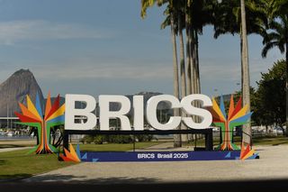Heads of state from BRICS nations attend a meeting at the Museum of Modern Art (MAM) during the BRICS Summit in Rio de Janeiro, Brazil, on July 06, 2025