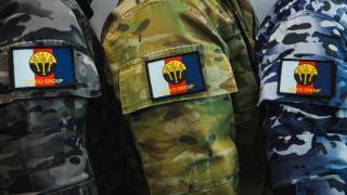 The Guided Weapons and Explosive Ordnance (GWEO) patches displayed together at the first anniversary event for the GWEO Group at Brindabella Park, Canberra, May 2024.