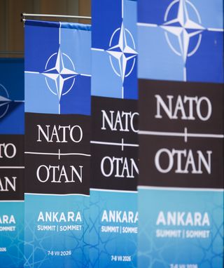 NATO Summit banners during the 2026 Ankara Summit in Ankara, Turkiye, on July 7th, 2026. (Photo by Beata Zawrzel/NurPhoto via Getty Images)