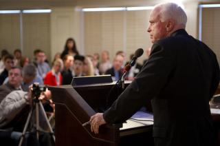 Senator John McCain makes a speech at the American Enterprise Institute for Public Policy Research