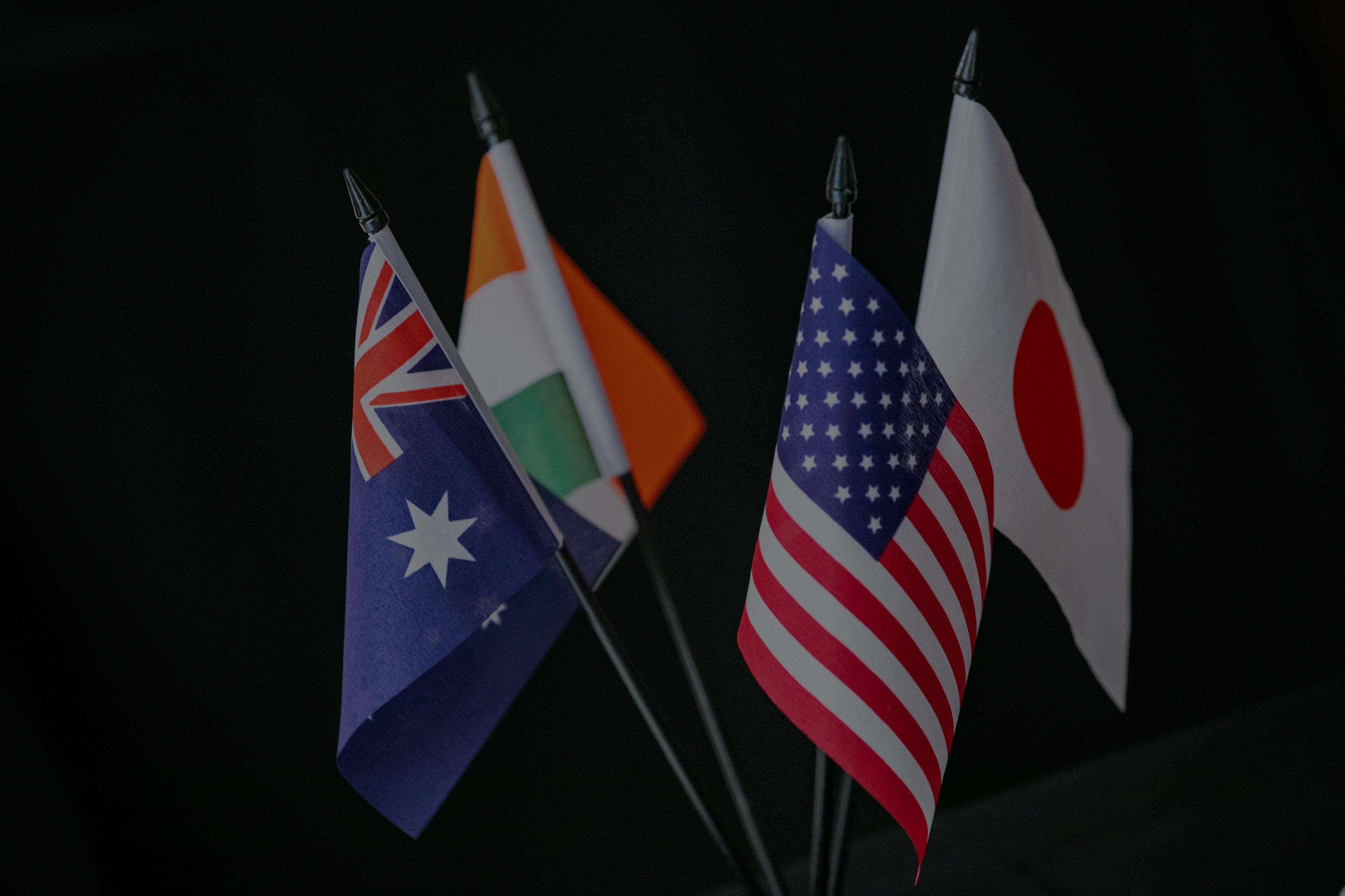 The flags of the Quad nations: Australia, India, Japan and the United States